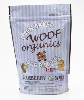 Woof Organics Oven-Baked Dog Biscuits - Blueberry